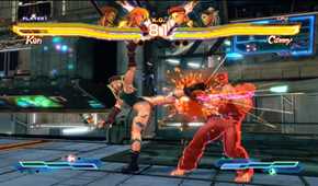 A screenshot of Cammy and Ken in in Street Fighter X Tekken