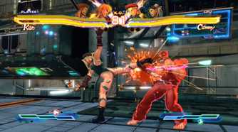 A screenshot of Cammy and Ken in in Street Fighter X Tekken