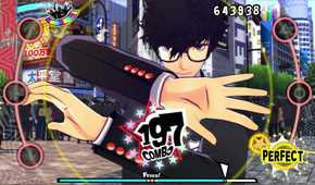 A character dancing in Persona 5