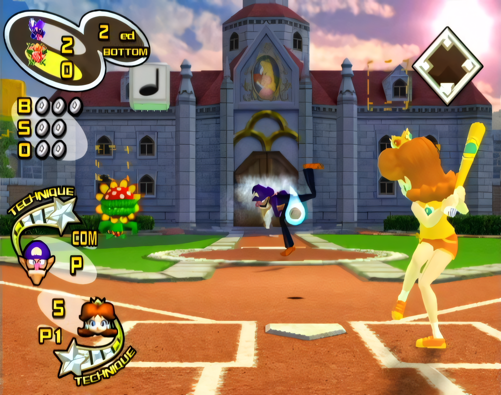 Mario Superstar Baseball Daisy batting