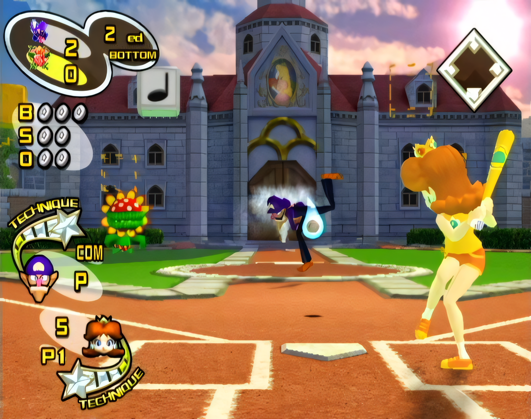 Mario Superstar Baseball Daisy batting