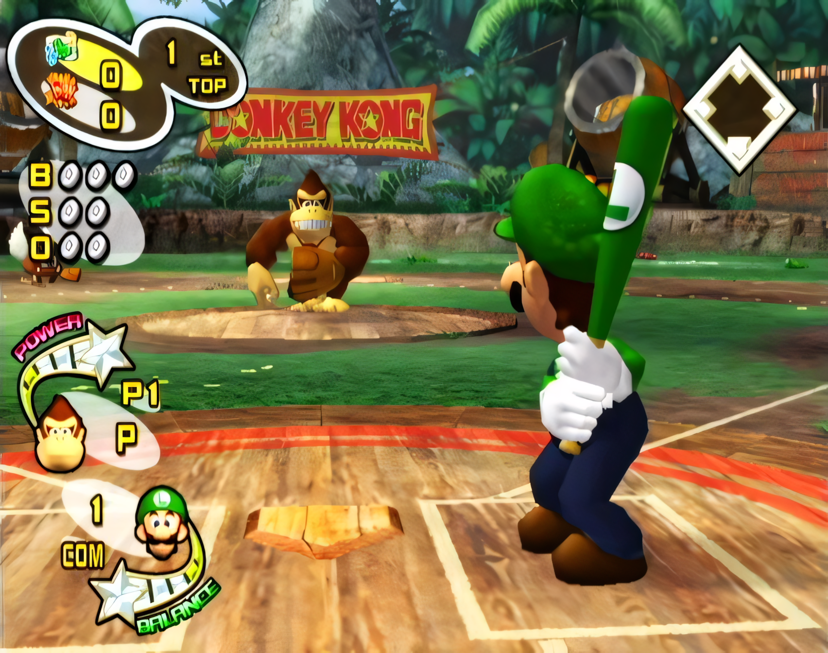 mario superstar baseball luigi batting
