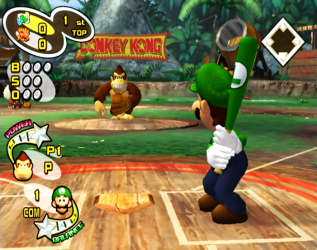 mario superstar baseball luigi batting