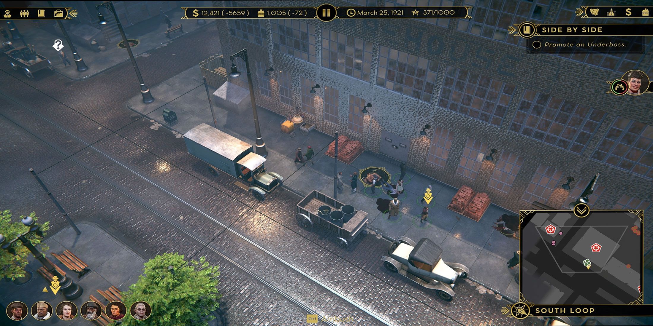 Empire of Sin gameplay looking at a street
