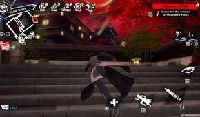 A character running through a town