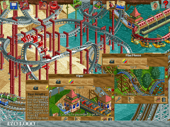rollercoaster tycoon featuring a metallic rollercoaster