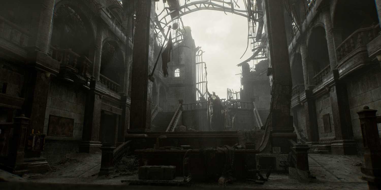 A screenshot of the police station in Resident Evil Requiem