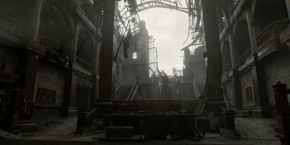 A screenshot of the police station in Resident Evil Requiem