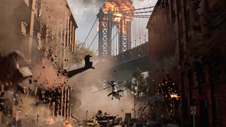 A large scale battle in a city