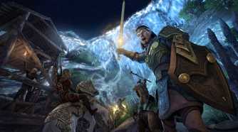 elder scrolls online warrior holding a sword and screaming