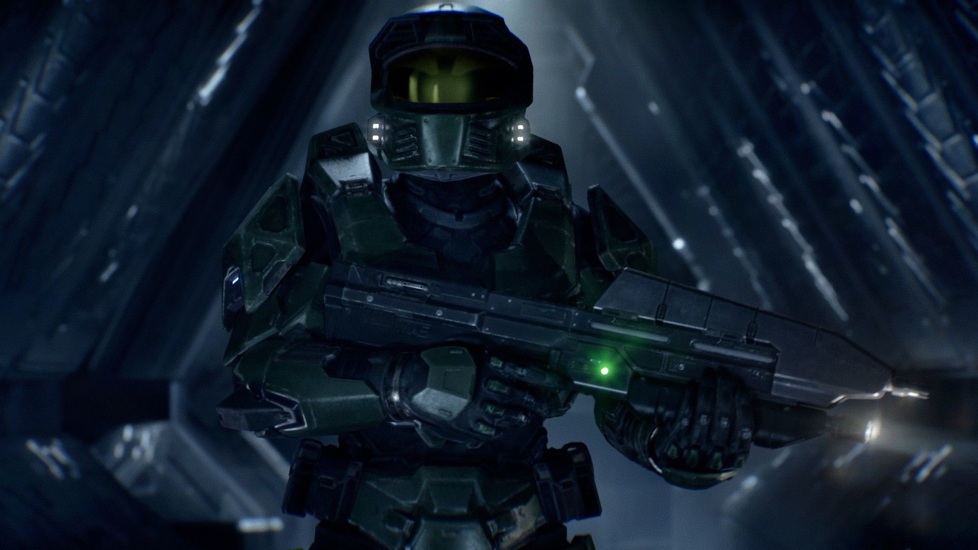 A screenshot of Master Chief in Halo: Campaign Evolved
