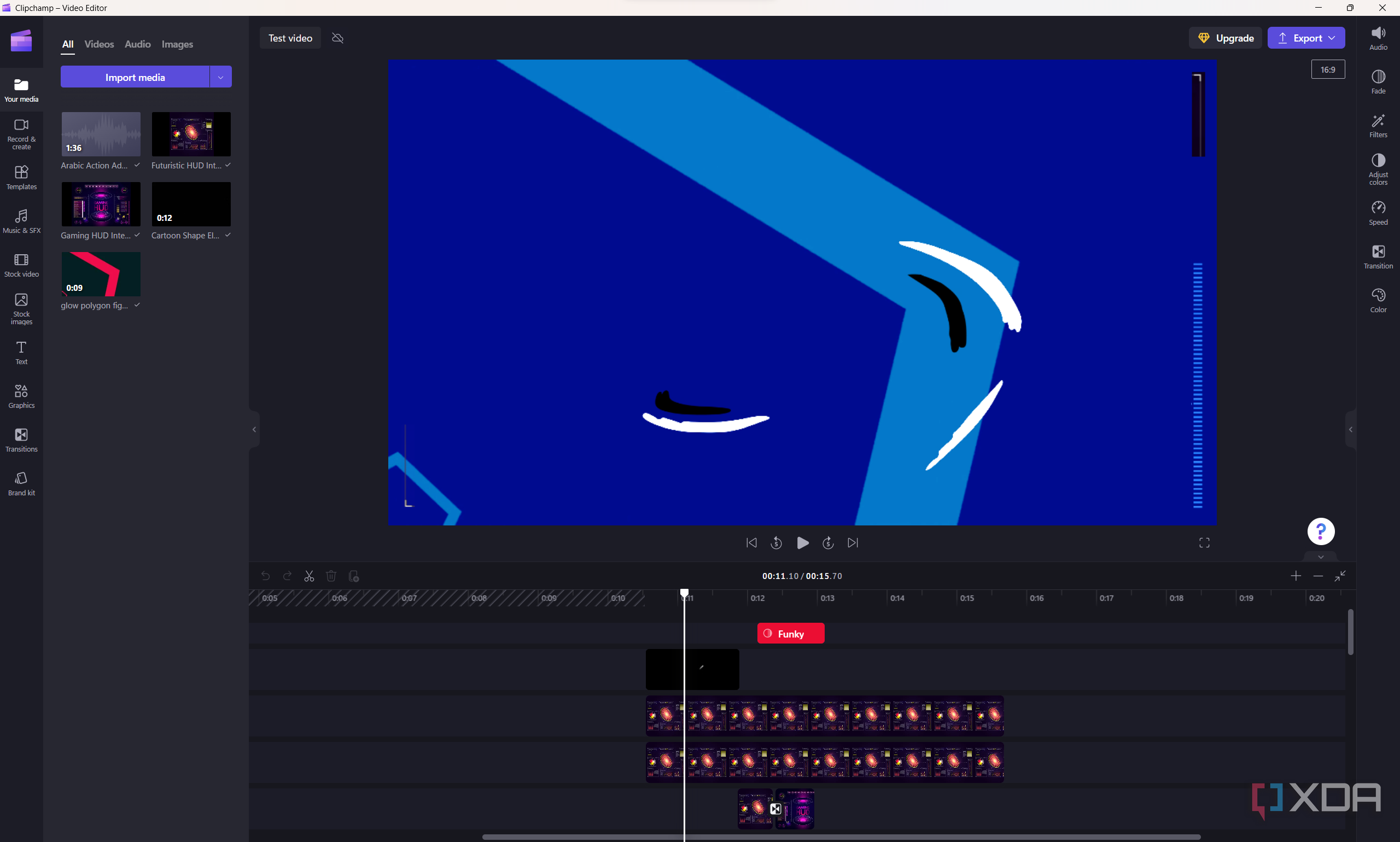 Screenshot of the Clipchamp video editor in Windows 11