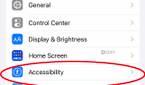 accessibility section in settings app