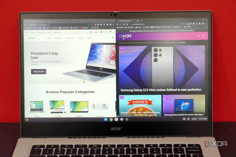 Webpages open on the Acer Chromebook Enterprise Vero 514 