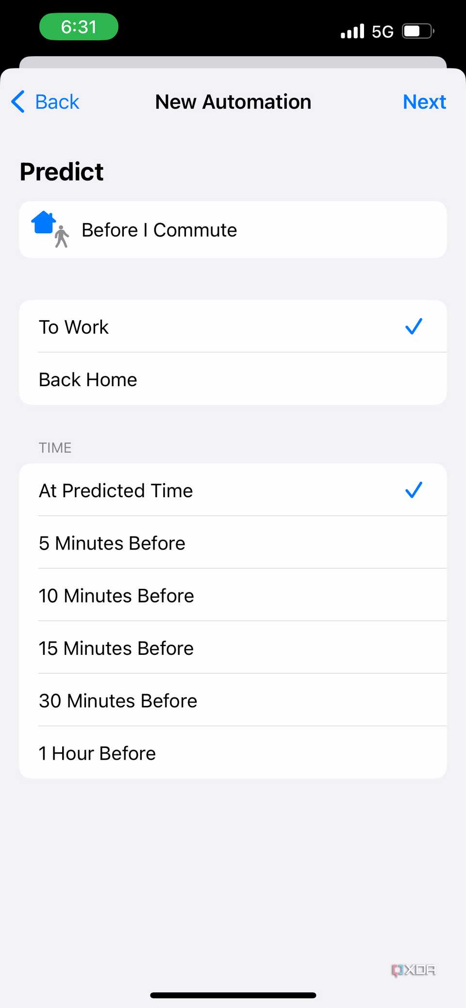setting the automation's time