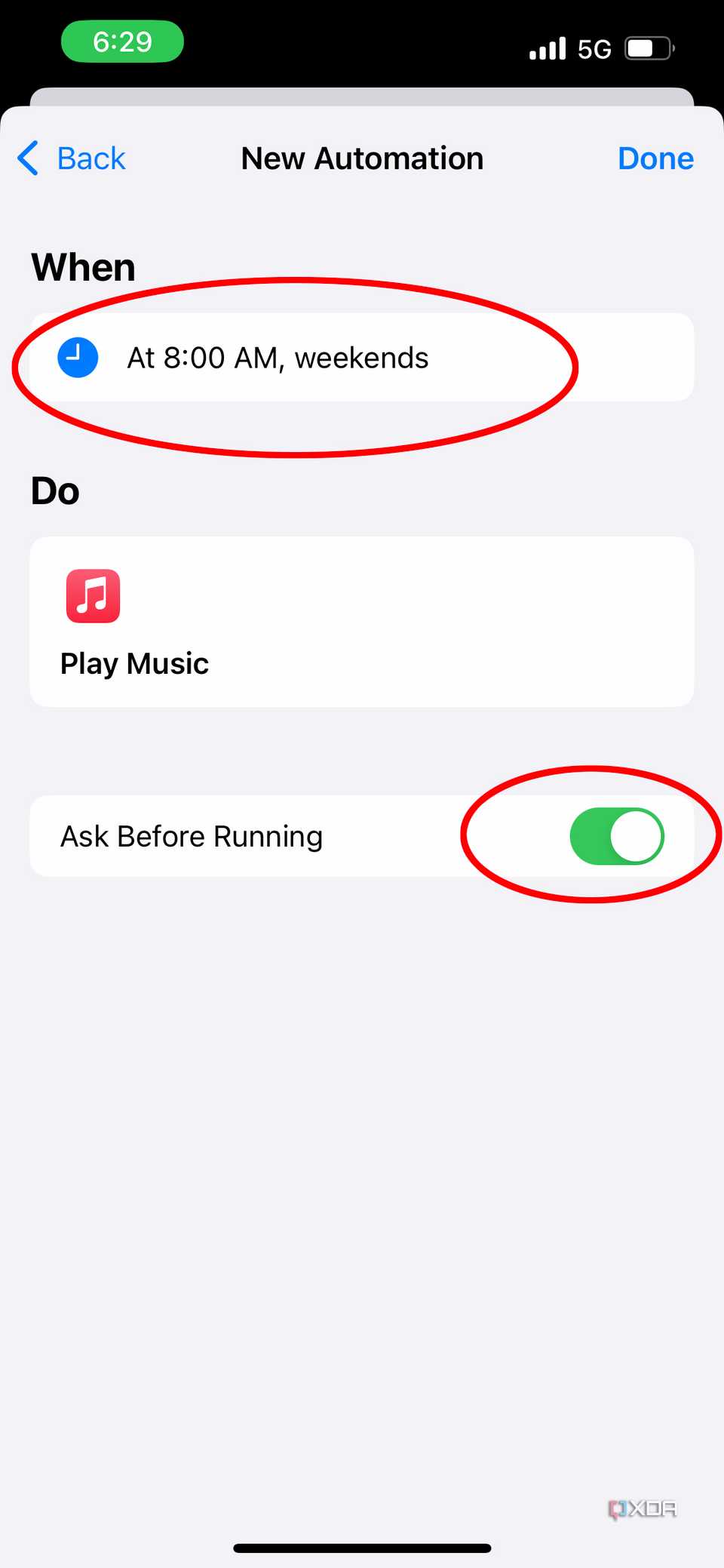 ask before running toggle highlighted