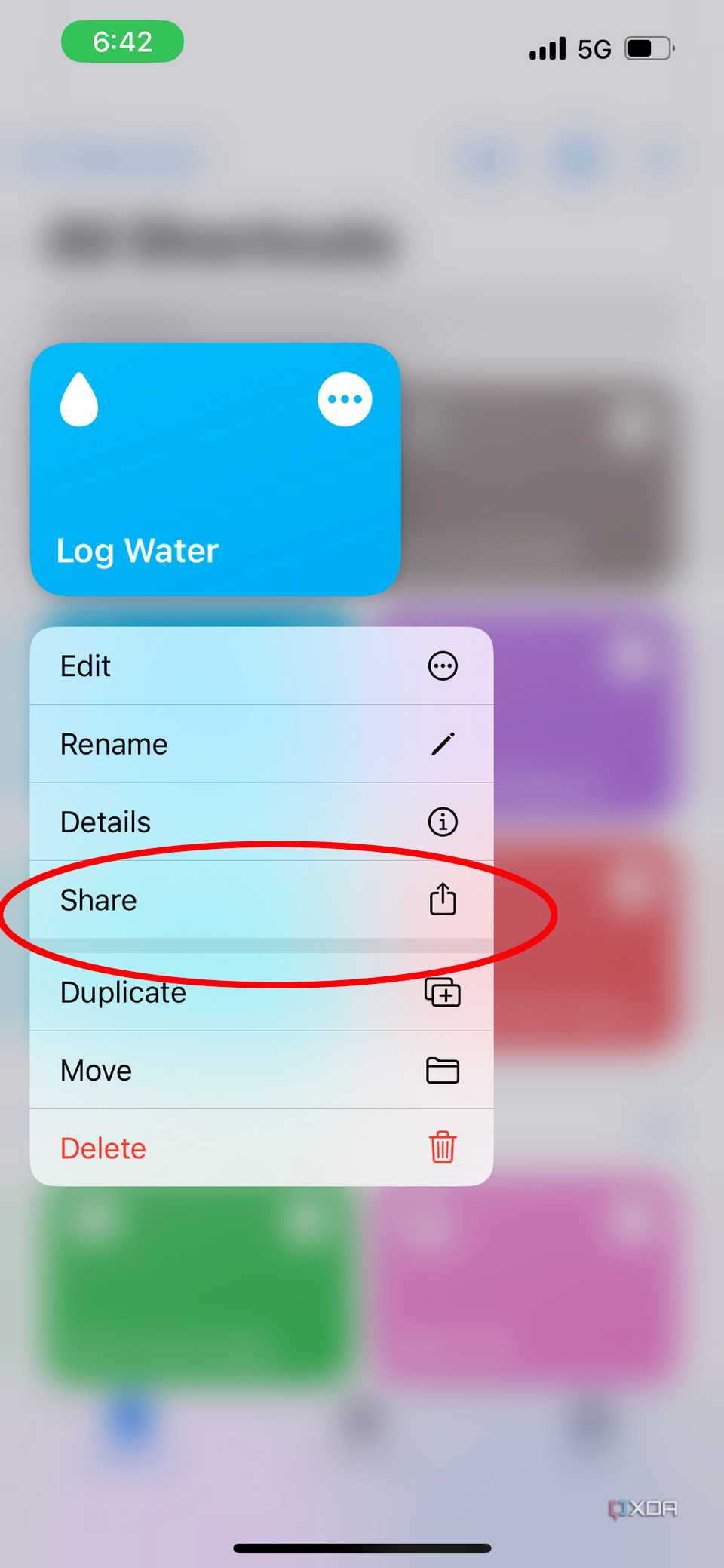 share shortcut button