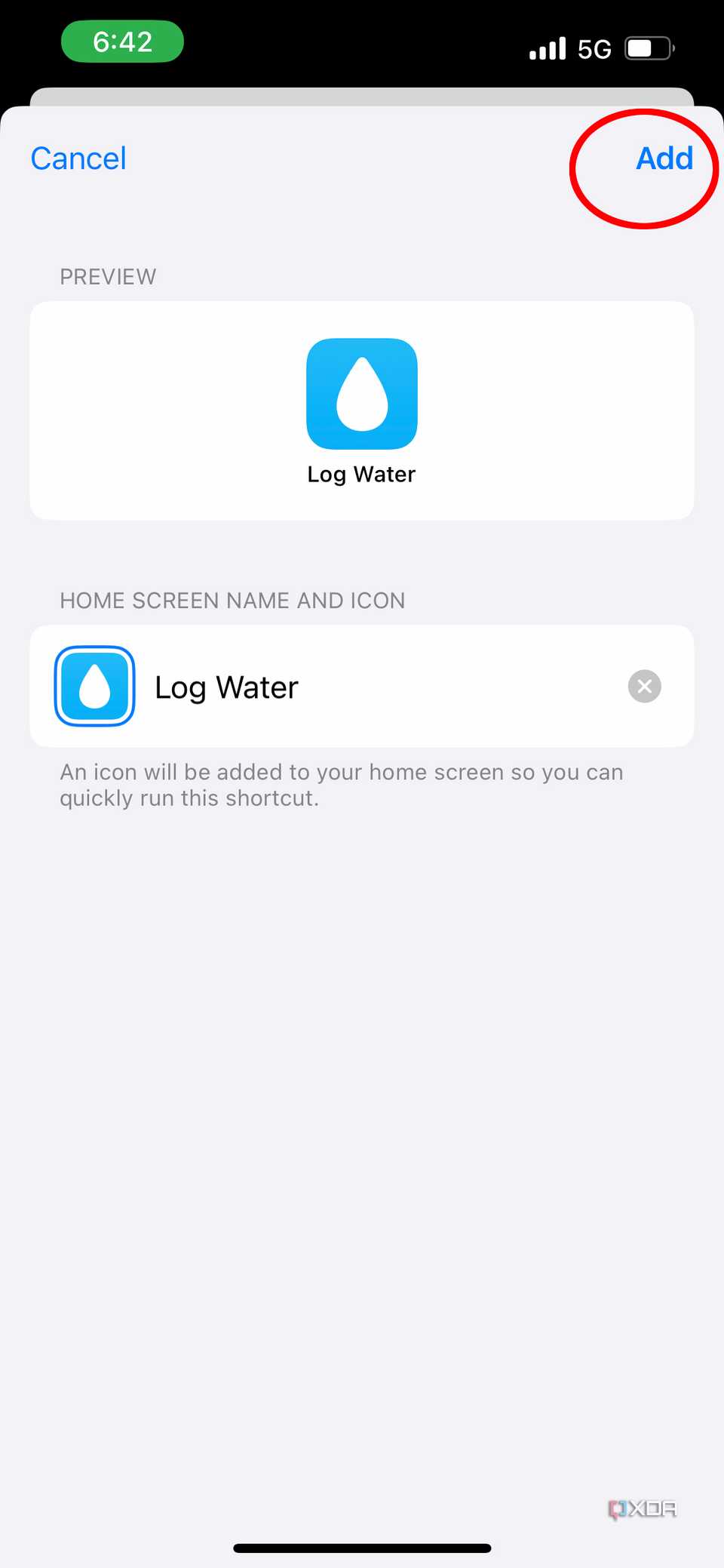 add button to add shortcut to library