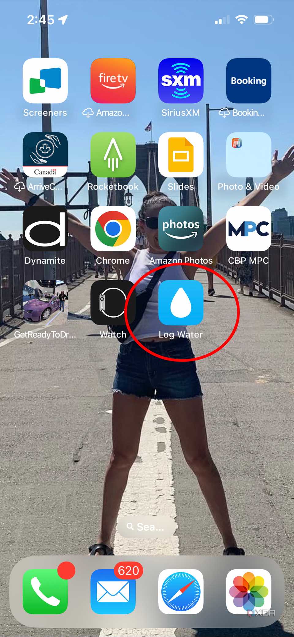log water shortcut now visible on Home Screen