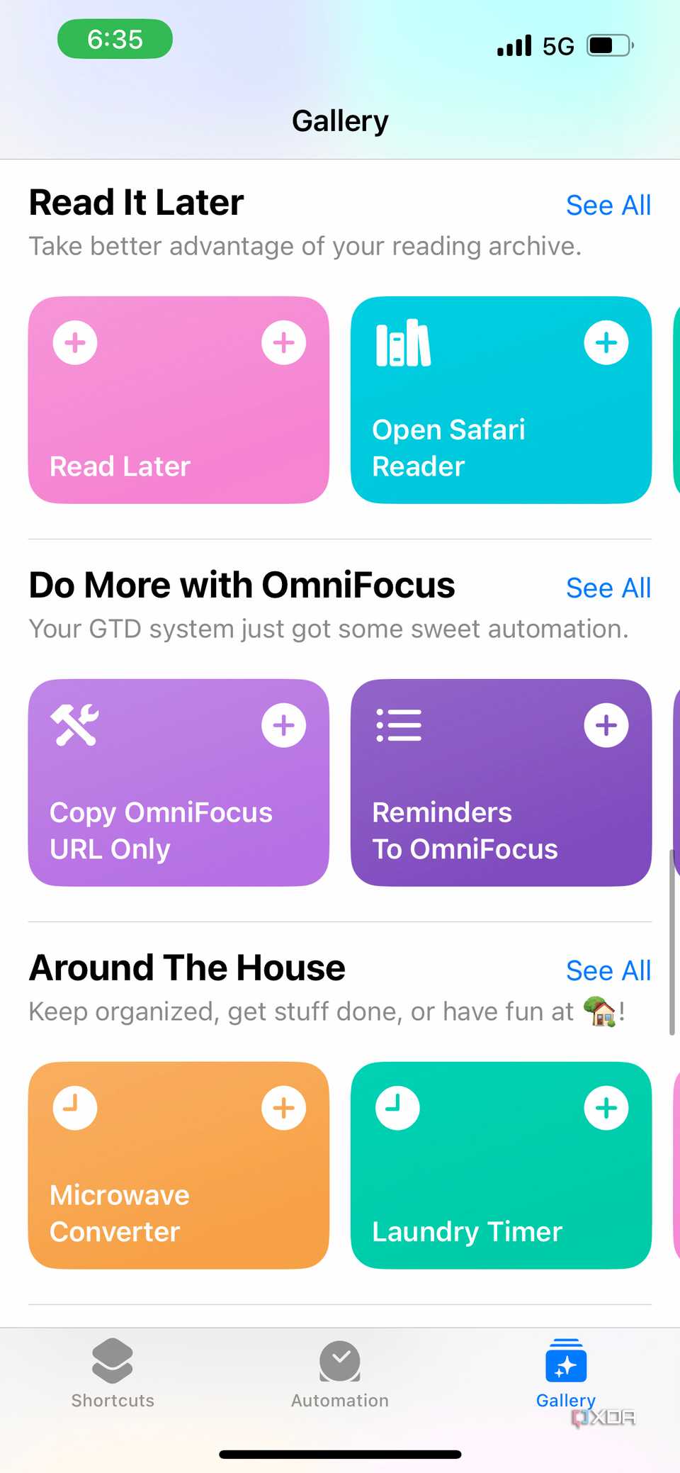 read it later shortcuts in gallery tab 