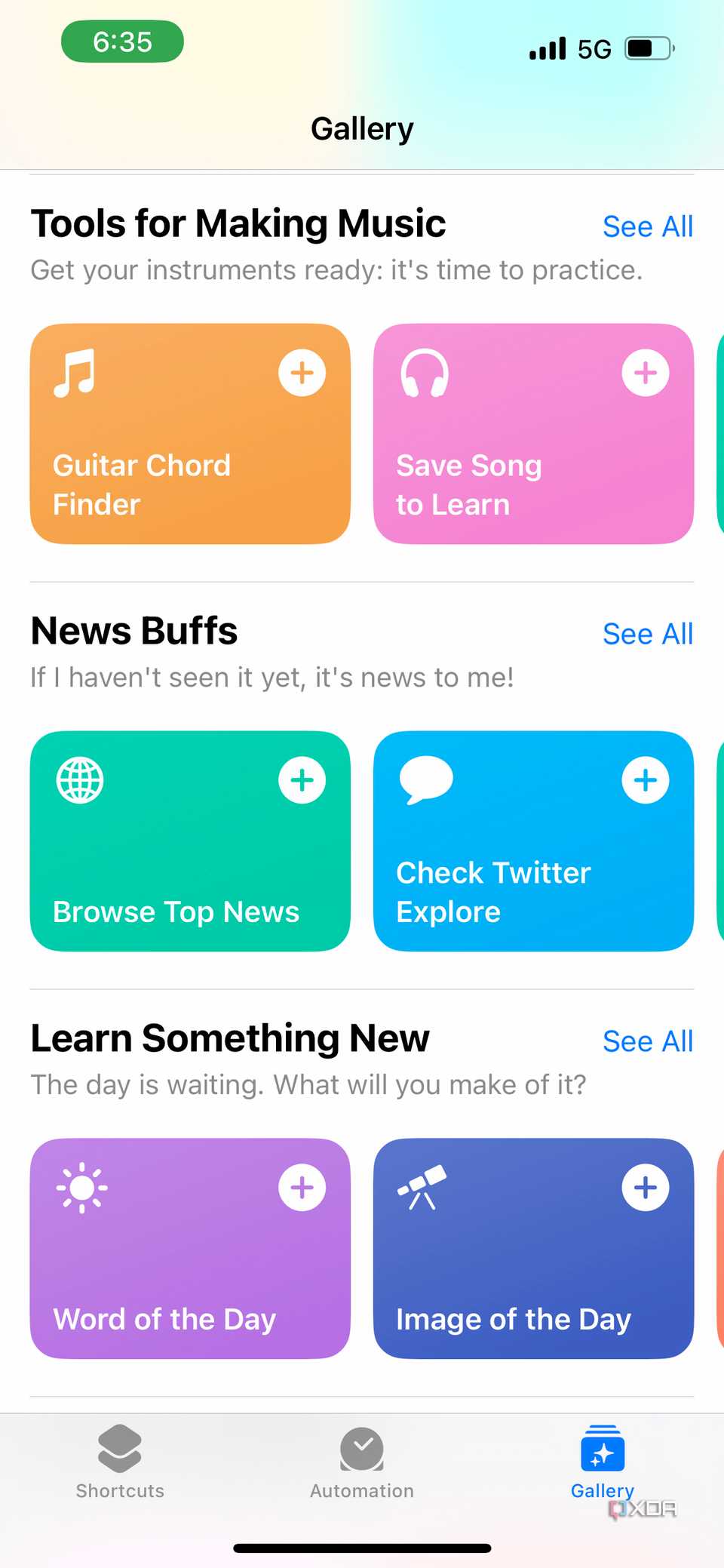 news buffs shortcuts in gallery tab 