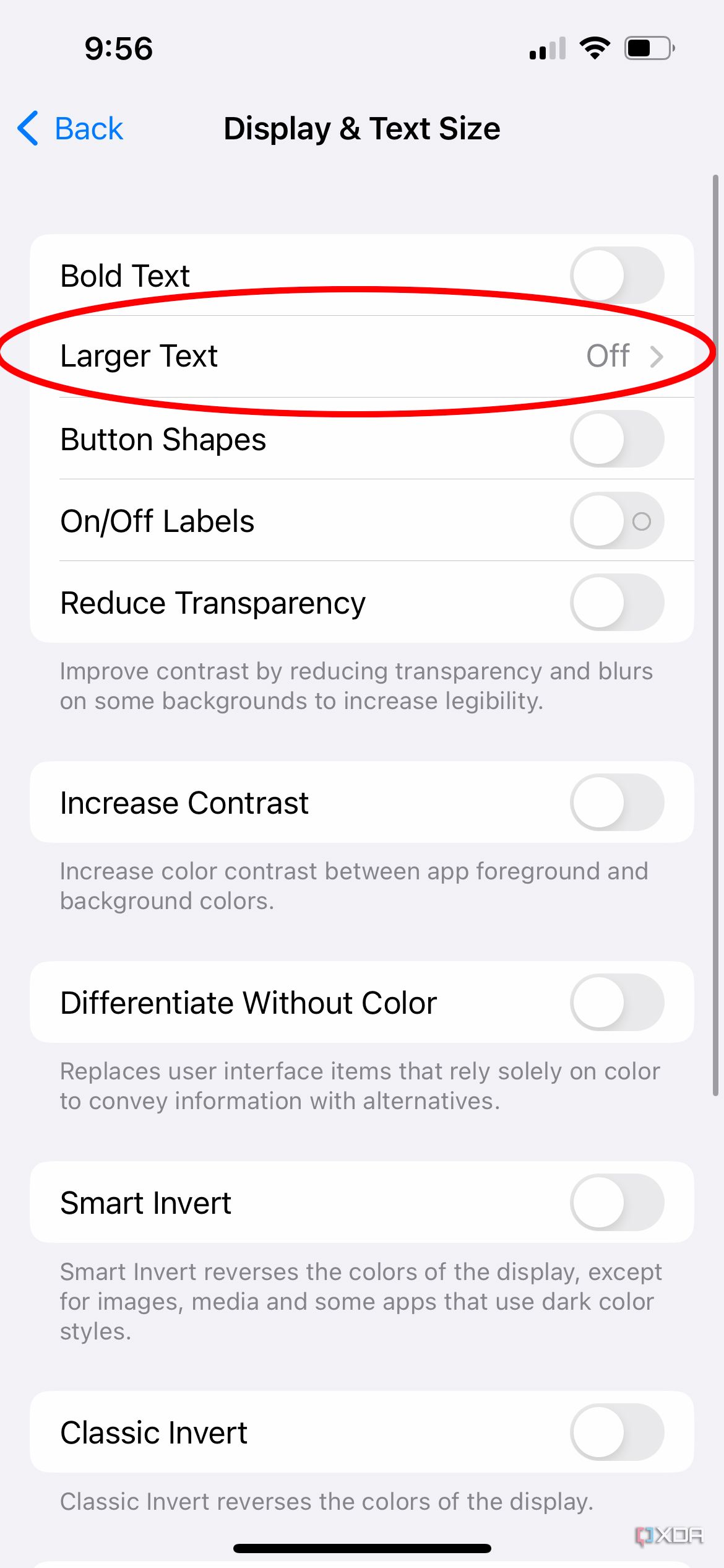 How to change display and text size on the iPhone