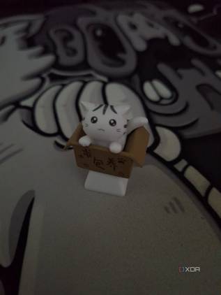 An image showing an artisan keycap of a cat in a box.