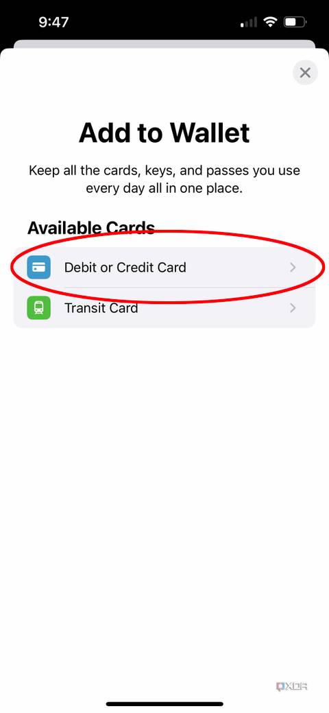 The Add to Wallet screen in the Apple Wallet app on iPhone.