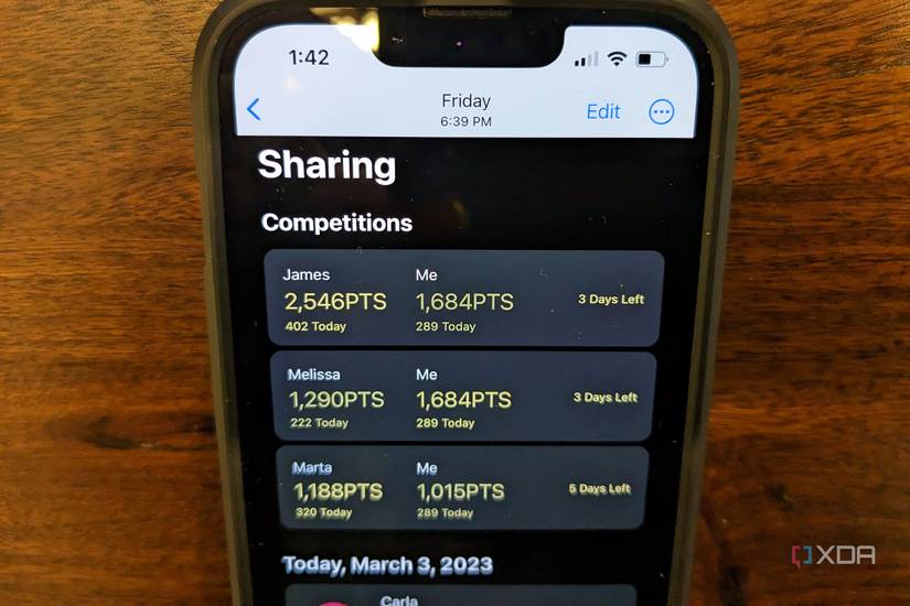 apple watch competition points close up