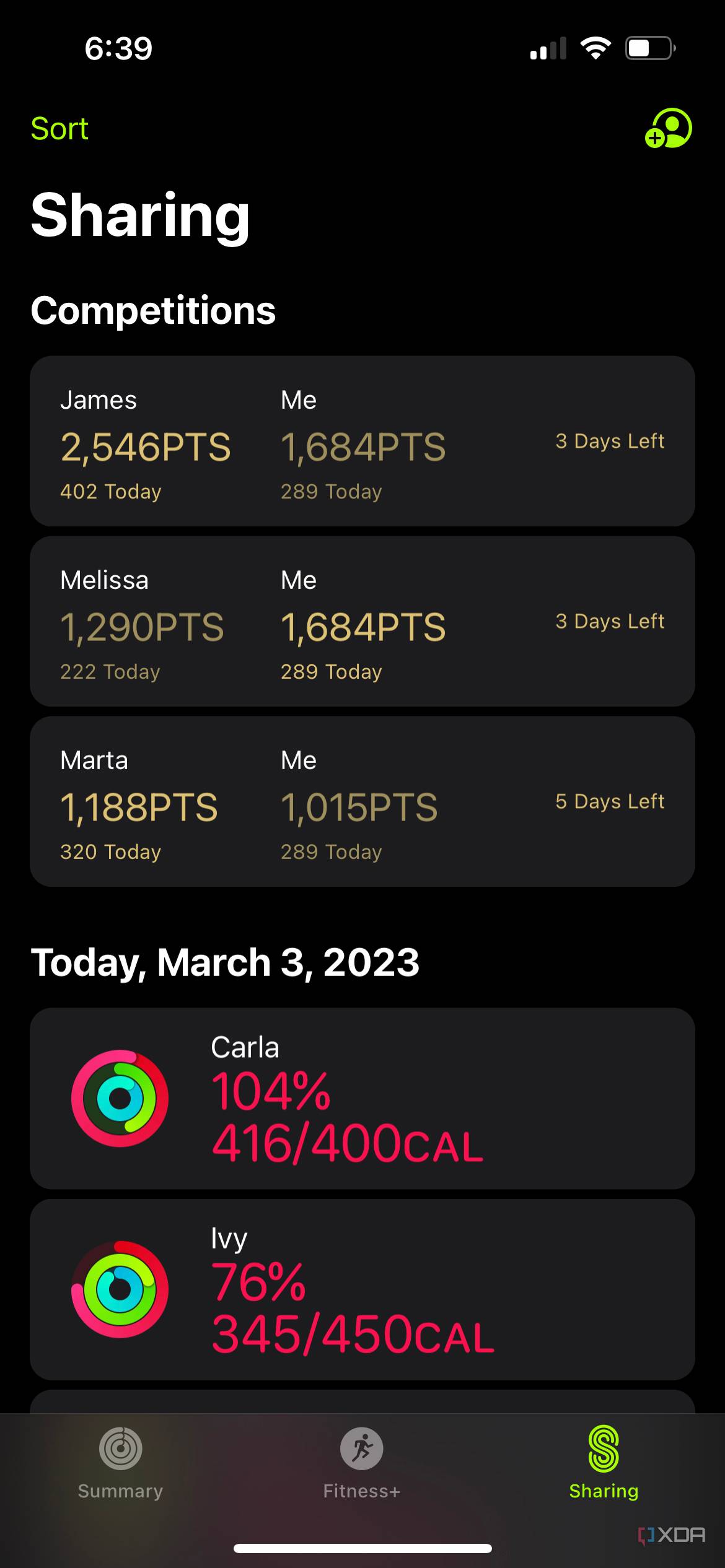 apple watch competitions