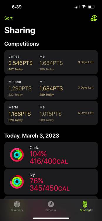 apple watch competitions