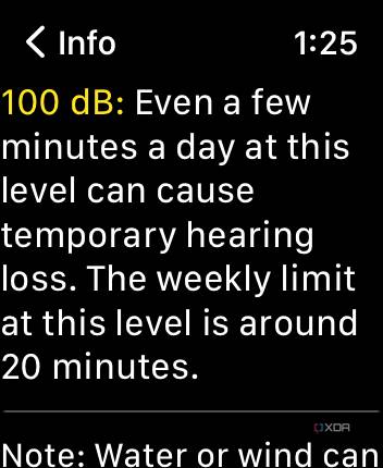 apple watch noise 100db