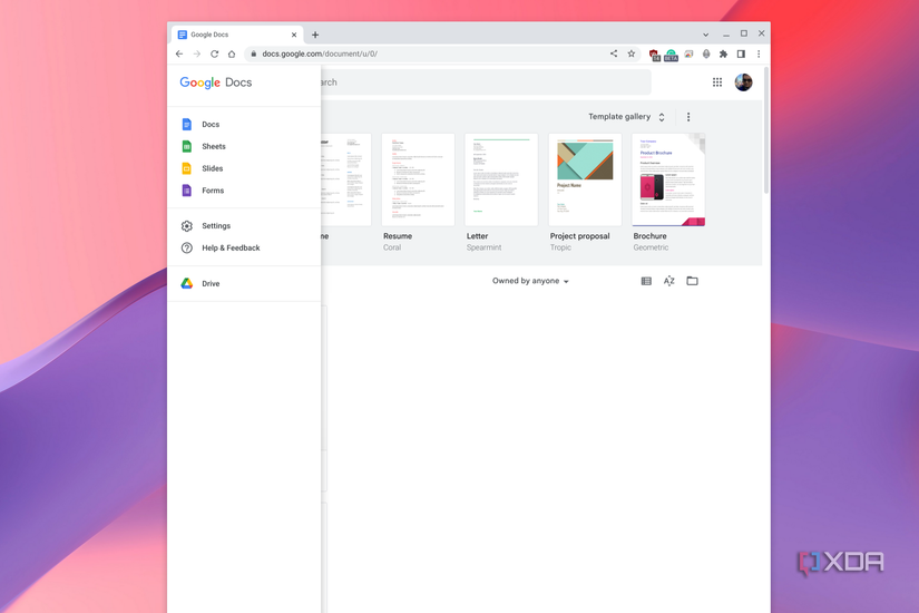 Choosing apps in Google Workspace