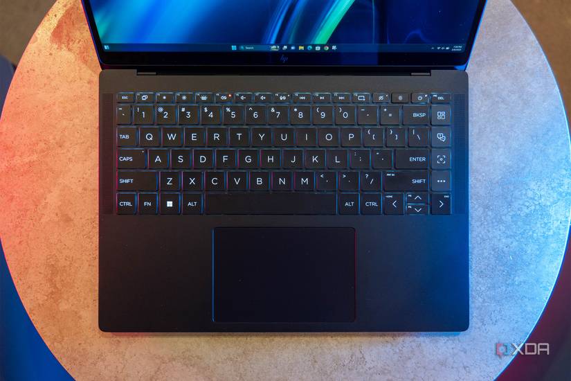 Top down view of laptop keyboard