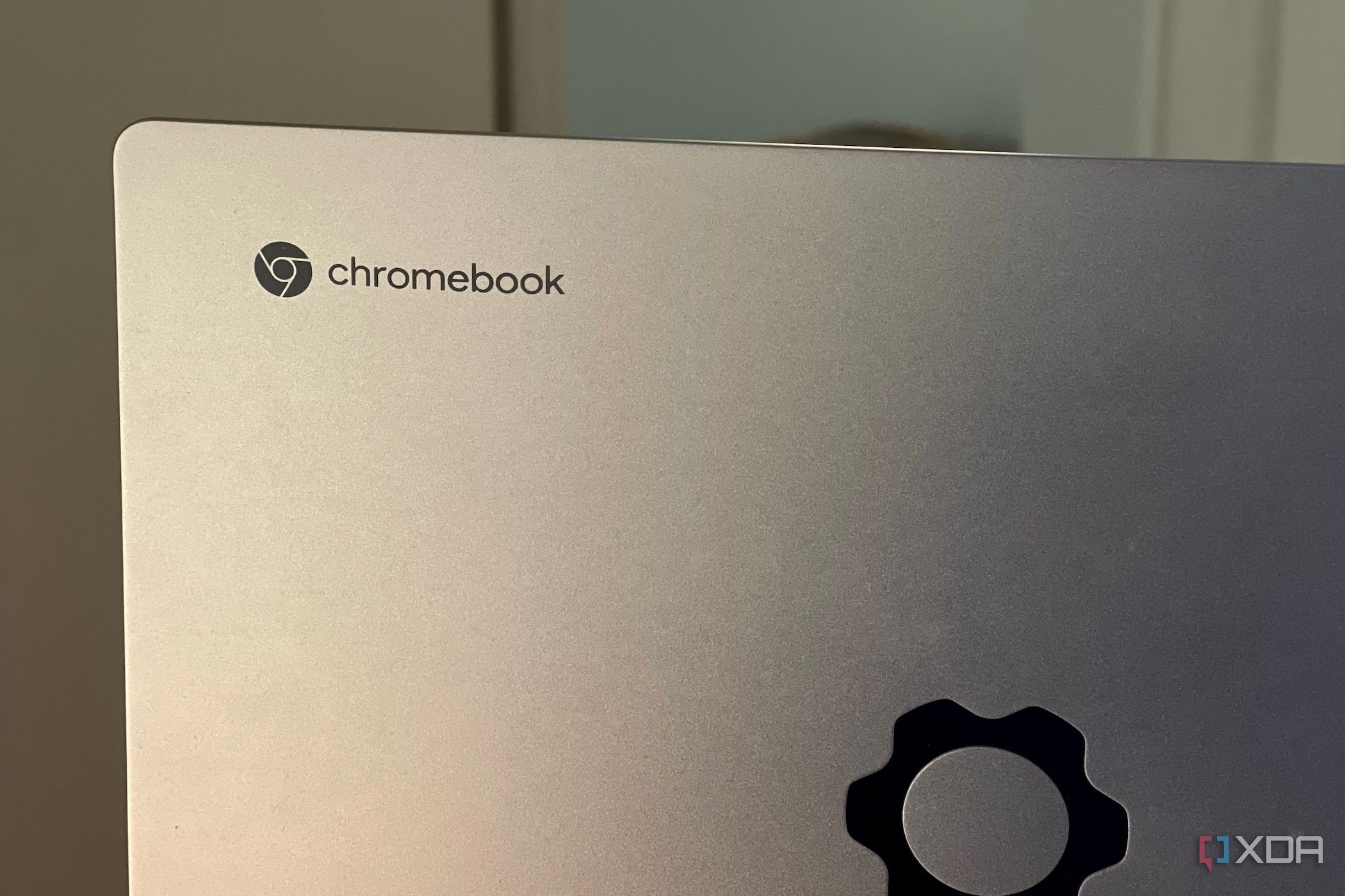 Chromebook Logo on the back of a Chromebook