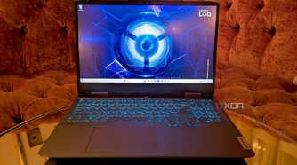 Lenovo LOQ 15 Gaming Laptop on a table in front of a sofa