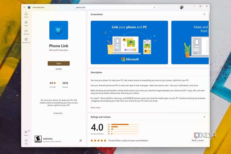 Phone Link in the Windows Store