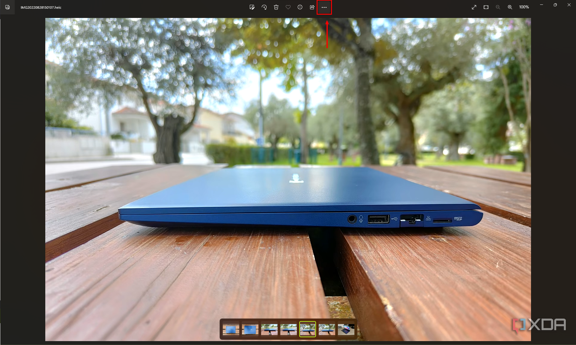 Screenshot of the Windows 11 Photos app displaying an image with the ellipsis icon highlighted