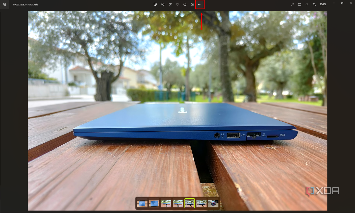 Screenshot of the Windows 11 Photos app displaying an image with the ellipsis icon highlighted