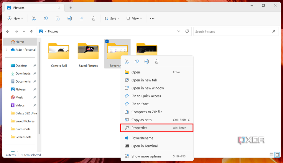How to change where screenshots are saved by default in Windows 11