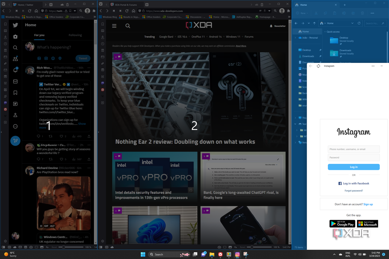 Screenshot of a window being moved into a FancyZones layout on Windows 11