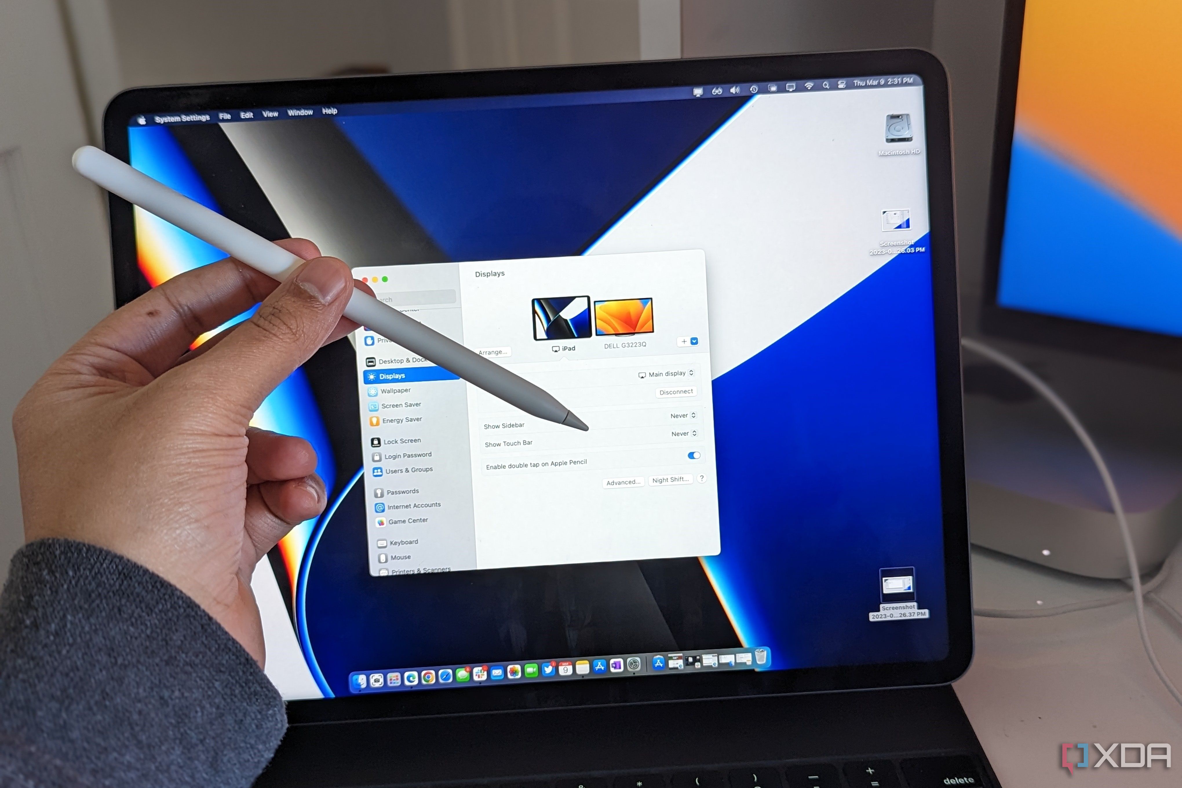 An ipad running sidecar with an apple pencil
