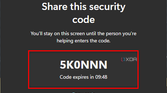 Screenshot of the helper's security code in Quick Assist