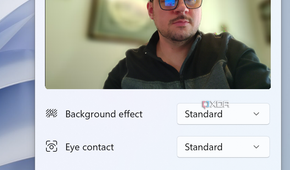 Screenshot of Windows Studio camera effects in the Quick Settings panel