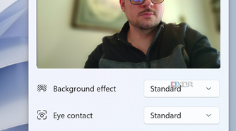 Screenshot of Windows Studio camera effects in the Quick Settings panel