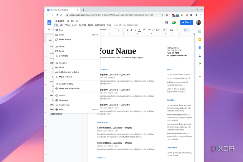 Saving a file in Google WorkSpace
