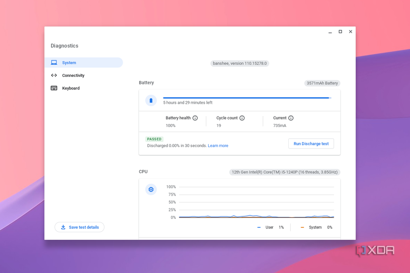 The ChromeOS Diagnostics app