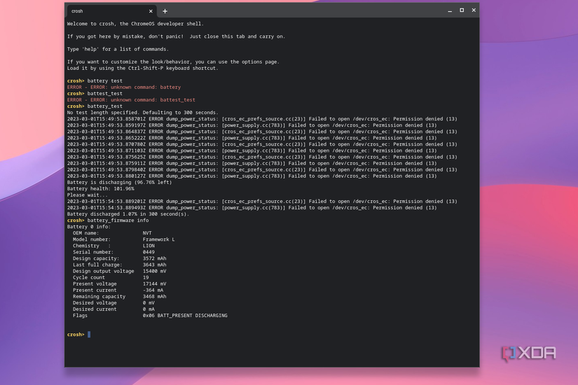 ChromeOS Battery test in Crosh