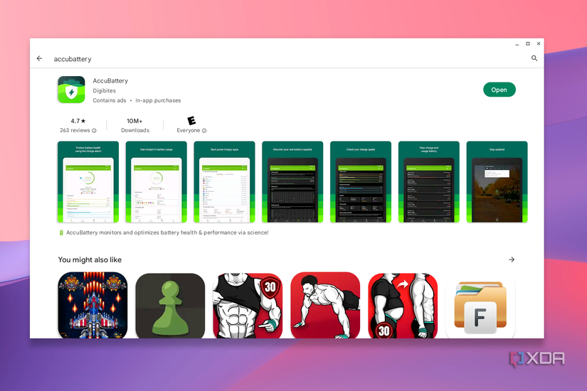 The Accu Battery listing in the Google PLay Store