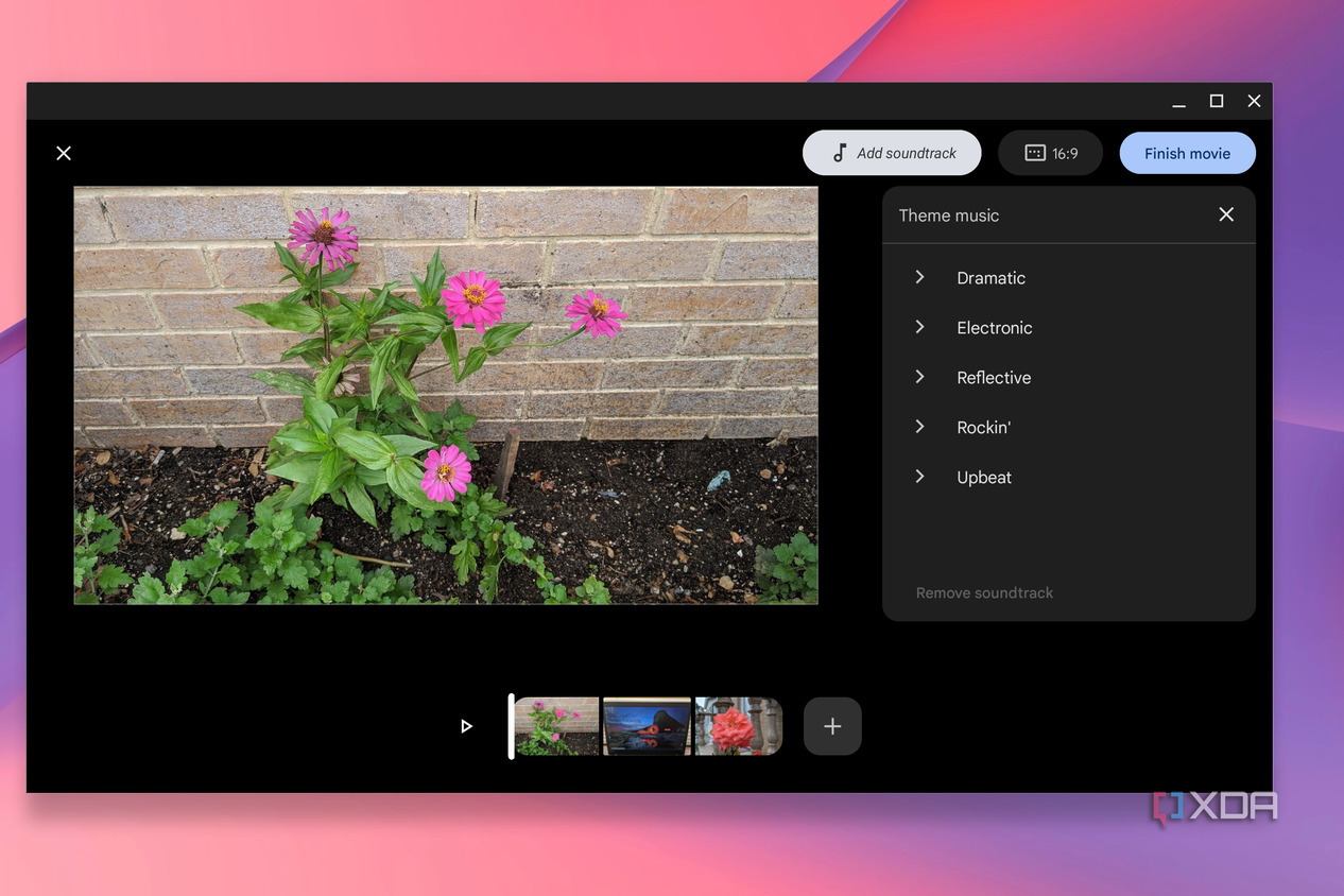 Editing a movie in Google Photos